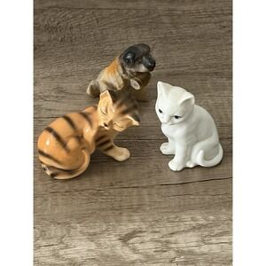 Lot Of 3 Vintage Animal Figures Small 2-3", 2 Cats 1 Dog